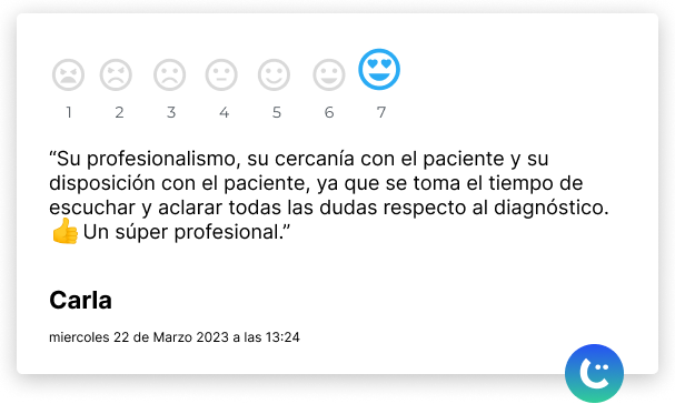 Testimonio de usuario posterior a una atención con el sistema nicemed