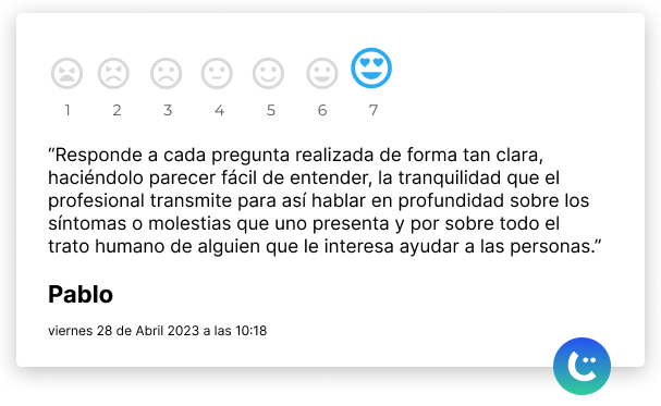 Testimonio de usuario posterior a una atención con el sistema nicemed