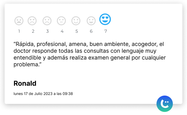 Testimonio de usuario posterior a una atención con el sistema nicemed